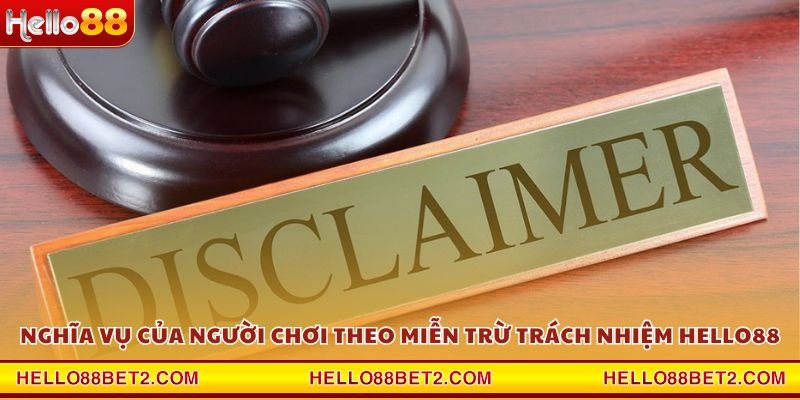 Nghĩa vụ của người chơi theo miễn trừ trách nhiệm Hello88